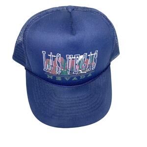 Vintage Trucker Hat Las Vegas Mesh back Snapback Blue